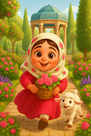 تصویرسازی دختربچه خندان در حافظیه شیراز